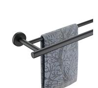 JQK TB100L18-PB Double Barre Porte-Serviettes Salle de Bain en Acier Inoxydable Noir Mat Longueur Totale 50,8 cm