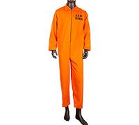 JQMAO Orange GefäNgnis Costume d'Halloween pour homme et femme Unisexe Costume de prisonnier pour cosplay, carnaval, fête, décoration de prisonnier (orange, longueur 148 cm)