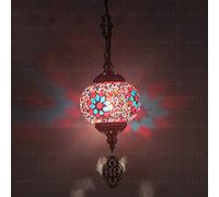 JQQJZLC 1 Light Globe Mosaic Pendant Light, Bohemian Decorative Plafond Pendant Lampe pour Salle à Manger Bar Salon Hôtel, Chandelier en Verre
