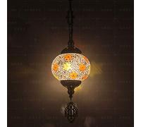 JQQJZLC 1 Light Globe Mosaic Pendant Light, Bohemian Decorative Plafond Pendant Lampe pour Salle à Manger Bar Salon Hôtel, Chandelier en Verre