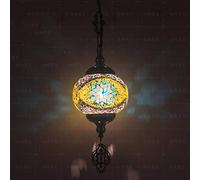 JQQJZLC 1 Light Globe Mosaic Pendant Light, Bohemian Decorative Plafond Pendant Lampe pour Salle à Manger Bar Salon Hôtel, Chandelier en Verre