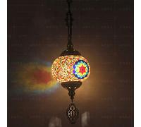 JQQJZLC 1 Light Globe Mosaic Pendant Light, Bohemian Decorative Plafond Pendant Lampe pour Salle à Manger Bar Salon Hôtel, Chandelier en Verre
