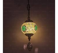 JQQJZLC 1 Light Globe Mosaic Pendant Light, Bohemian Decorative Plafond Pendant Lampe pour Salle à Manger Bar Salon Hôtel, Chandelier en Verre