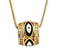 JQQJZLC 14K Collier pour les yeux diaboliques rempli d'or pour femmes hommes colorés