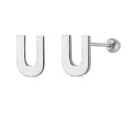 JQQJZLC 18g Tiny Boucles de Goujon initiales pour Femmes Filles 925 Argent Sterling 14k plaqués Or hypoallergénique Mignon Petit Alphabet Lettre Cartilage Tragus 3 mm Bille à Billes perçage Oreille