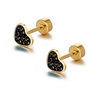 JQQJZLC 18g Titanium Heart Love Ored Ored Oreads for Women Girls Steelless en Acier Inoxydable 14k plaqué hypoallergénique Mignon Minuscule Paillettes Cartouche Cartilage Tragus vis Post-Piercing