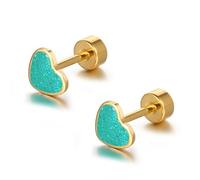 JQQJZLC 18g Titanium Heart Love Ored Ored Oreads for Women Girls Steelless en Acier Inoxydable 14k plaqué hypoallergénique Mignon Minuscule Paillettes Cartouche Cartilage Tragus vis Post-Piercing