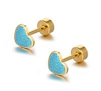 JQQJZLC 18g Titanium Heart Love Ored Ored Oreads for Women Girls Steelless en Acier Inoxydable 14k plaqué hypoallergénique Mignon Minuscule Paillettes Cartouche Cartilage Tragus vis Post-Piercing