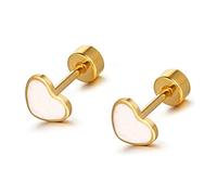 JQQJZLC 18g Titanium Heart Love Ored Ored Oreads for Women Girls Steelless en Acier Inoxydable 14k plaqué hypoallergénique Mignon Minuscule Paillettes Cartouche Cartilage Tragus vis Post-Piercing