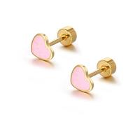 JQQJZLC 18g Titanium Heart Love Ored Ored Oreads for Women Girls Steelless en Acier Inoxydable 14k plaqué hypoallergénique Mignon Minuscule Paillettes Cartouche Cartilage Tragus vis Post-Piercing