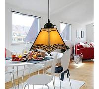 JQQJZLC 20 cm Tiffany Style Pendant Hanging Light, Vintage Mini Plafond Lighting Fixtures, 1-Light, Tache-vitrail Chandeliers for Halway Bedroom Living Room Dining Room [Classe A ++], 16 Made en