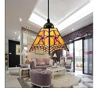 JQQJZLC 20 cm Tiffany Style Pendant Hanging Light, Vintage Mini Plafond Lighting Fixtures, 1-Light, Tache-vitrail Chandeliers for Halway Bedroom Living Room Dining Room [Classe A ++], 16 Made en