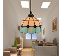 JQQJZLC 20 cm Tiffany Style Pendant Hanging Light, Vintage Mini Plafond Lighting Fixtures, 1-Light, Tache-vitrail Chandeliers for Halway Bedroom Living Room Dining Room [Classe A ++], 16 Made en