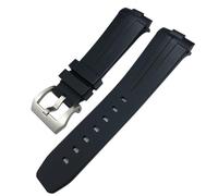 JQQJZLC 24 mm Nature noire Nature Soft Silicone Rubber Watch Band Ajustement pour Panerai PAM00111 / 441 Bracelet étanche à boucle de boucle