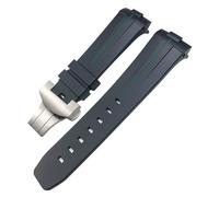 JQQJZLC 24 mm Nature noire Nature Soft Silicone Rubber Watch Band Ajustement pour Panerai PAM00111 / 441 Bracelet étanche à boucle de boucle