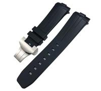 JQQJZLC 24 mm Nature noire Nature Soft Silicone Rubber Watch Band Ajustement pour Panerai PAM00111 / 441 Bracelet étanche à boucle de boucle