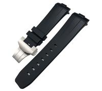 JQQJZLC 24 mm Nature noire Nature Soft Silicone Rubber Watch Band Ajustement pour Panerai PAM00111 / 441 Bracelet étanche à boucle de boucle