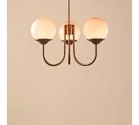 JQQJZLC 3-LIGHTES Mid CELETTE Moderne Modi la Pendaison de Lustre Suspendue Plafond de Verre de Lait Blanc Pendentif Clair Or Rond Rose Lustre pour Salle à Manger