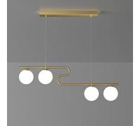 JQQJZLC 4-Light Globe Glass Gold Linear Pendant Hauteur réglable Bar Plafond Plafond Plafonnage Lampe de Cuisine Éclairage îlot d'éclairage pour Le Salon sur Table (Noir, 4 têtes)