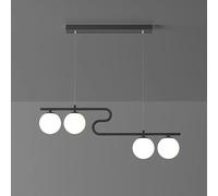 JQQJZLC 4-Light Globe Glass Gold Linear Pendant Hauteur réglable Bar Plafond Plafond Plafonnage Lampe de Cuisine Éclairage îlot d'éclairage pour Le Salon sur Table (Or, 5 têtes)
