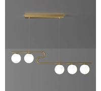 JQQJZLC 4-Light Globe Glass Gold Linear Pendant Hauteur réglable Bar Plafond Plafond Plafonnage Lampe de Cuisine Éclairage îlot d'éclairage pour Le Salon sur Table (Noir, 4 têtes)