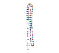 JQQJZLC 925 Collier de chapelet religieux en argent sterling pour les femmes et les hommes - 1pc Catholic Cross Rosary Perles Pendants Collier de perles de cristal rondes religieuses, Mary Jesus