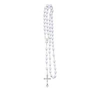 JQQJZLC 925 Collier de chapelet religieux en argent sterling pour les femmes et les hommes - 1pc Catholic Cross Rosary Perles Pendants Collier de perles de cristal rondes religieuses, Mary Jesus