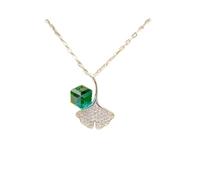 JQQJZLC 925 Collier de feuilles vertes en argent sterling pour les femmes filles amulet pendant vert chanceux feuilles vertes feuilles de plante Collier vert