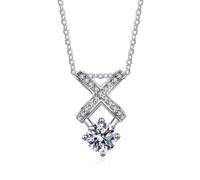 JQQJZLC Accessoires 0.5 D Couleur Moissanite Pendentif Collier pour Femmes plaqué Croix Femmes Colliers pour la Saint-Valentin