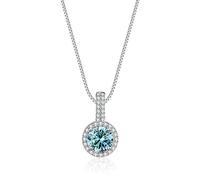 JQQJZLC Accessoires 1CT D Couleur Moissanite Femmes, Colliers Pendentif Diamant Jaune/Bleu/Rose pour Femme Maman