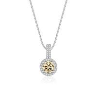 JQQJZLC Accessoires 1CT D Couleur Moissanite Femmes, Colliers Pendentif Diamant Jaune/Bleu/Rose pour Femme Maman