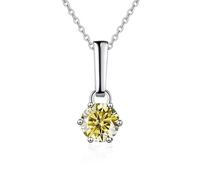 JQQJZLC Accessoires pour 2 Colliers Moissanite, Couleur D, Coupe Ronde, Collier en Diamant Bleu/Jaune/Rose, Bijoux pour Femmes