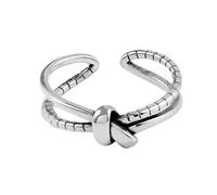 JQQJZLC Accessoires Simple Double Layer Not Retro Creative Silver Color Female Resizable Opening Ring for Women n Jewelry Party Birthday Gift