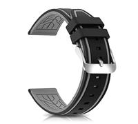 JQQJZLC Bands de Montre en Silicone Modèle de Remplacement de Remplacement de la Montre en Caoutchouc 20 mm 22 mm 24 mm 26 mm Ligne imperméable Bicolore Silver Buckle pour Hommes et Femmes