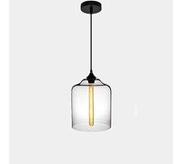 JQQJZLC Bar de Lampe de Plafond de l'industrie Vintage 1-Light Restaurage Avant Aisle Salon Café Chandelier Simple Couleur Fish Treark Verre Hanging Light (Hair Transparent Couleur Transparente)