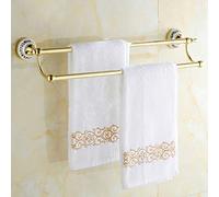 JQQJZLC Barre de Serviette en Acier Inoxydable, Ensemble de Serviettes de Salle de Bain Murale, étagère de Porte-Serviettes, Tige Double, Or / 70 cm