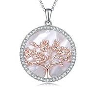 JQQJZLC Bijoux Arbre de Vie de Vie en Argent Sterling Sterling mère de Boucles d'oreilles Pendantes de Perles Cristaux de Bijoux pour Filles