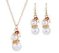 JQQJZLC Bijoux de Noël Set Cadeaux pour Femmes Adolescents Gold plaqué Minuscule Petit Mignon Deny CZ Drop Slebing Hook Oread Oreads Crystal Pendant Choker Collier Thanksgiving