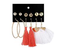 JQQJZLC Bijoux pour Les Femmes Boucles d'oreilles en Argent des Femmes, Boho 6 Paires/Set coloré Longs pavés Femmes Drop Boucles d'oreilles Alloy Bijoux géométriques irréguliers Cadeaux