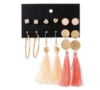 JQQJZLC Bijoux pour Les Femmes Boucles d'oreilles en Argent des Femmes, Boho 6 Paires/Set coloré Longs pavés Femmes Drop Boucles d'oreilles Alloy Bijoux géométriques irréguliers Cadeaux
