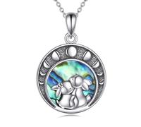 JQQJZLC Bijoux Triple Lune Lotus Celtique pour Femmes Sterling argenté Celtique Knot Coeur Pendentif Abalone Coquille Croix Bijoux Cadeaux d'anniversaire de Noël pour Filles Bijoux pour Filles