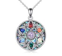 JQQJZLC Bijoux Triple Lune Lotus Celtique pour Femmes Sterling argenté Celtique Knot Coeur Pendentif Abalone Coquille Croix Bijoux Cadeaux d'anniversaire de Noël pour Filles Bijoux pour Filles