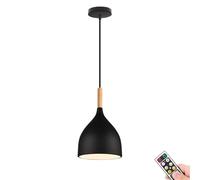 JQQJZLC Black Minimalist Battery Fonctionned Hanging Light avec télécommande et Ampoule , Éclairage de Pendentif Non câblé Non câblé pour îlot de Cuisine, Lustre sans Fil pour Une Salle de Vie pour