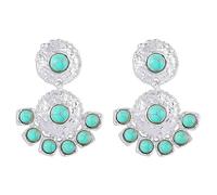 JQQJZLC Boho Turquoise Chandelier Boucles d'oreilles enrôlant pour Les Femmes Vintage Bohemian Round Blue Birthstone Ball Y2k Western State Drop Dant Stud Oreille Hypoallergène Ethnique Bijoux de