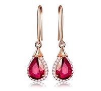 JQQJZLC Boucles d'oreille rubis en forme d'eau 925 Boucles d'oreilles en pierres précieuses de bijoux pour femmes accessoires de fiançailles de couleur rose