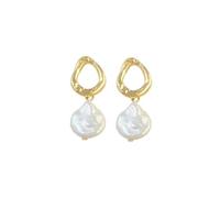JQQJZLC Boucles d'oreilles baroques plaquées en Or 14K pour Femmes | Boucles d'oreilles Tragus Hypoallernic Cultured Ewater Cultured Wielry Mariage et Cadeau Unique Dainty Hoop avec Une Perle