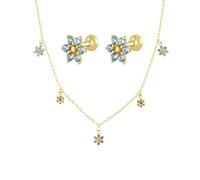 JQQJZLC Boucles d'oreilles Bijoux 925 Ensemble de Collier - Boucles d'oreilles étoiles de Pendentif étoiles zircone Collier de joaillerie, Ensemble de Bijoux Faits à la Main