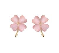 JQQJZLC Boucles d'oreilles de Fleur de trèfle de Chat Vert pour Les Filles 925 Argent Sterling Post Post-Broche hypoallergénique Chanceux Amour Coeur 4 Feuilles Petal Petit Mignon Goujons