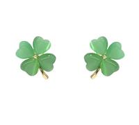 JQQJZLC Boucles d'oreilles de Fleur de trèfle de Chat Vert pour Les Filles 925 Argent Sterling Post Post-Broche hypoallergénique Chanceux Amour Coeur 4 Feuilles Petal Petit Mignon Goujons