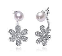 JQQJZLC Boucles d'oreilles de perles de mode pour femmes diamante fleur naturel natural ewater Pearl Bijoux d'oreille Cadeau